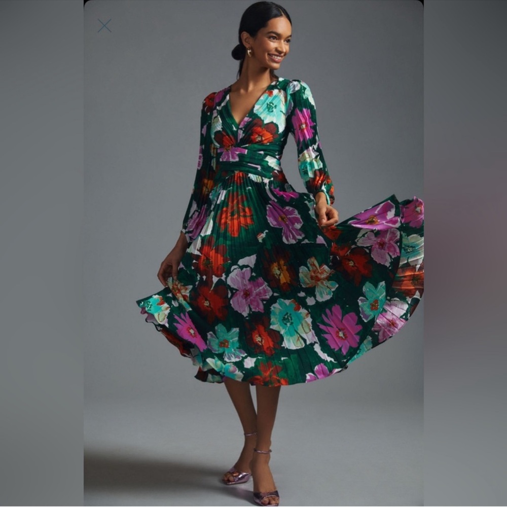 Anthropologie Maeve Multicolor Floral Long Sleeve Dress